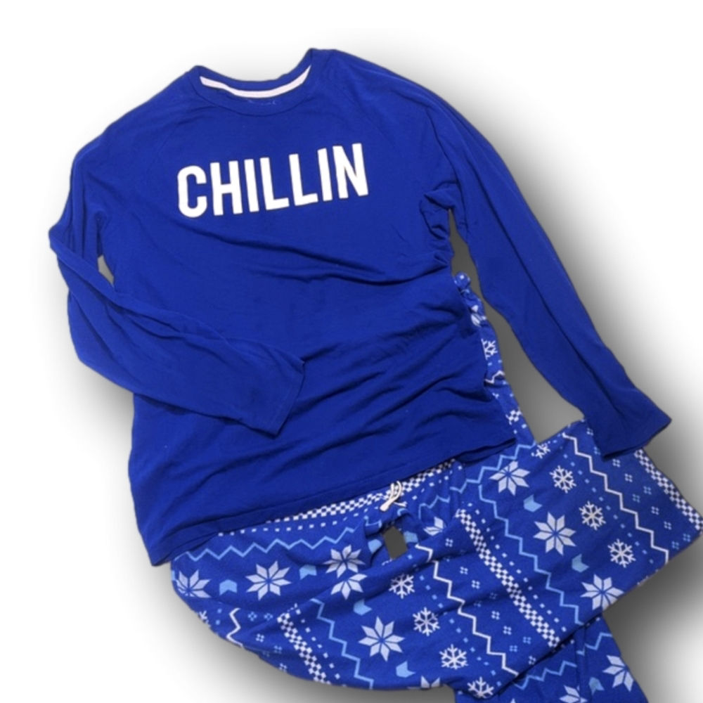 Holiday "Chillin" Christmas Pajamas. Long sleeve tshirt with cozy fleece pants
